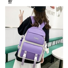 Clbdbag Ilkokul Öğrencilerinin Okul Çantası 3 Parça Set Kadınlar Sırt Çantası Büyük Kapasiteli Seyahat Sırt Çantası(Aksesuarlar Dahil) (Yurt Dışından)