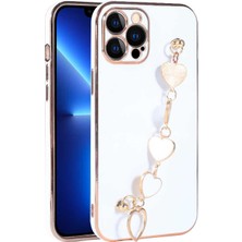 Ankacep Apple iPhone 13 Pro Kılıf Kalpli Askılı Silikon Kapak