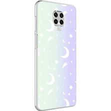 Ankacep Xiaomi Redmi Note 9 Pro Kılıf M-Blue Desenli Fosforlu Silikon Kapak