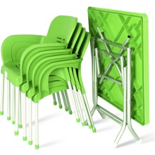 Romanoset Paris 80 x 80 cm Katlanır Bahçe ve Balkon Masa Takımı 4 Sandalyeli Yeşil