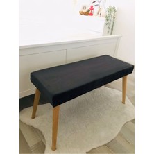 Web Panya Webpanya Gürgen Retro Ahşap Ayaklı Handmade Antrasit Kumaş Puf Bench Koltuk Sandalye