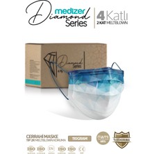 Diamond Serisi Desenli 4 Katlı Cerrahi Maske - Blue Cristale