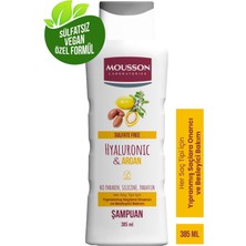 Mousson Hyalüronik Asit ve Argan Içeren Onarıcı ve Besleyici Saç Bakım Şampuanı 385 ml