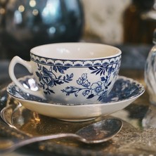 Xhang Mavi Eski Moda Retro Seramik Kahve Fincanı Set Lüks İngilizce Porselen Öğleden Sonra Çay Bardağı Seti Yeniden Kullanılabilir Xicaras Mutfak Ürünleri BD50 | Kupa  lar