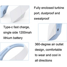 Szykd F58 Sports Sessiz Taşınabilir USB Asma Boyun Bladess Fan Mavi (Yurt Dışından)