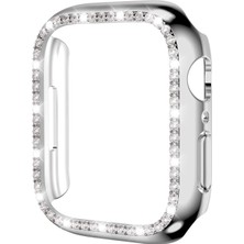 AktarMobile Apple Watch 6 Se 5 4 44 mm Uyumlu Kasa Koruyucu Taşlı Tasarım Metalik Renk Gövde Koruma (Önü Açık)