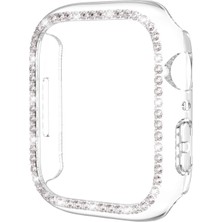 AktarMobile Apple Watch 6 Se 5 4 44 mm Uyumlu Kasa Koruyucu Taşlı Tasarım Metalik Renk Gövde Koruma (Önü Açık)