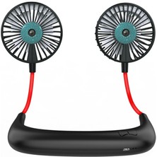 YKD Store Tembel Asılı Boyun Sprey Fan USB Şarj Açık Spor Taşınabilir Katlanır Mini Fan (Siyah)