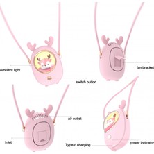 Szykd Yıldız Pet Asma Boyun Fanı USB El Taşınmış Sessiz Aydınlık Fan Pembe (Yurt Dışından)