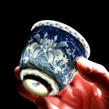 Xhang Çin Jingdezhen Mavi ve Beyaz Porselen Çay Bardağı Küçük Çay Kase Seramik Çay Fincanı Kahve Bira Şarap Kupa | Teacups (Yurtdışından)