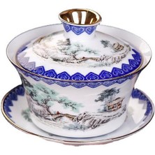 Xhang Jingdezhen Seramik Çay Tureen Mavi ve Beyaz Porselen Büyük Çay Kase Çay Bardağı Çay Töreni Aksesuarları Gaiwan | Çay Tureen(Yurt Dışından)