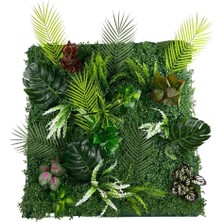 Nettenevime Yapay Çiçek Duvar Kaplama 1m2 100*100CM Panel Şimşir Dik Duvar Uygulama