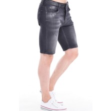 Cedy Denım Erkek Havana Antrasit Yıpratmalı Kot Şort Slim Fit Jean Şort C342