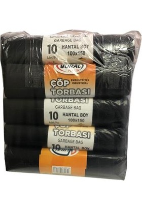 Vural Endüstriyel Hantal Çöp Torbası 100*150 cm 600 gr Siyah 10 Lu 10 Paket