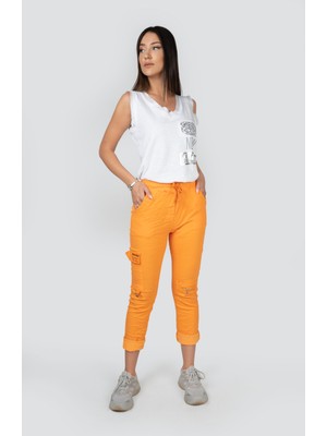Camilla Orange Diz Fermuar Pantolon