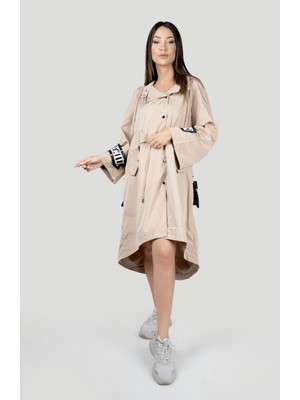 Pua Fashion Bej Sırt Arma Trenchcoat