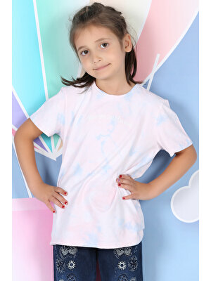 Pudra Kız Çocuk Desenli T-Shirt