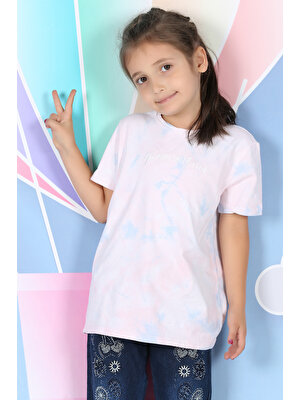 Pudra Kız Çocuk Desenli T-Shirt