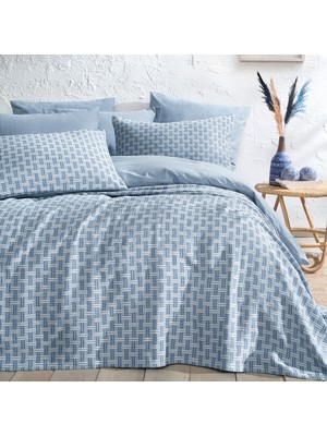 Yataş Bedding Clara Tek Kişilik Armürlü Yatak Örtüsü Seti - Mavi