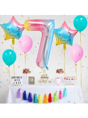 Bal10 Dünyası Gökkuşağı Folyo Balon Seti 7 Yaş