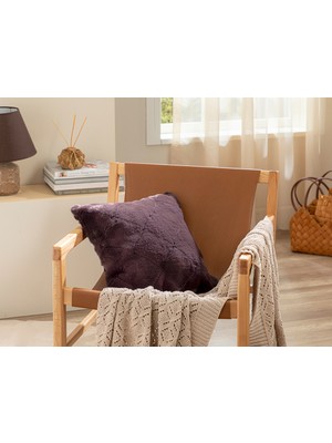 English Home Soft Touch Rabbit Peluş Kırlent Kılıfı 45 x 45 cm Mürdüm