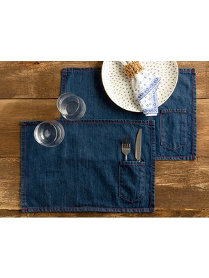 English Home Denim Pamuk 2'li Amerikan Servis 30 x 45 cm Lacivert