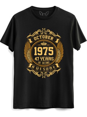 Alfa Tshirt Vintage Gold Awesome Series Octaber 1975 Siyah Tshirt