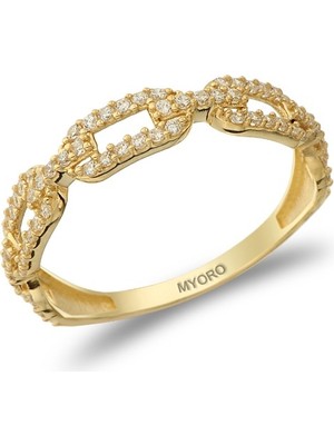 MYOROGOLD 14 Ayar Altın Mini Taşlı Yüzük