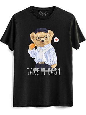 Alfa Tshirt Take It Easy Tedy Bear Siyah Tshirt