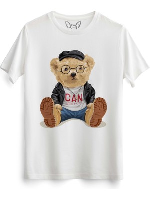 Alfa Tshirt Yes U Can Tedy Bear Beyaz Tshirt