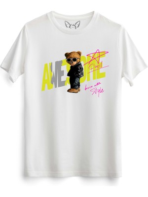 Alfa Tshirt Awesome Tedy Bear Beyaz Tshirt