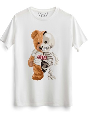 Alfa Tshirt Skeleton Tedy Bear Beyaz Tshirt