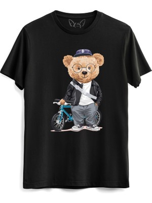 Alfa Tshirt Bicycle Tedy Bear Siyah Tshirt
