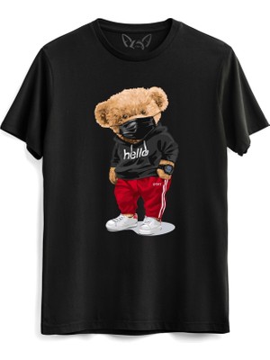 Alfa Tshirt Hello Rap Tedy Bear Siyah Tshirt