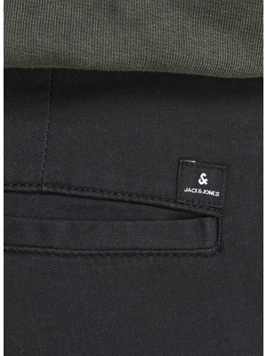 Jack & Jones 12186889_Jpstmarco Jjjoe Cuffed Akm Normal Bel Düz Siyah Erkek Kargo Pantolon