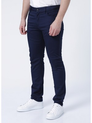 Fabrika Normal Bel Slim Fit Düz Lacivert Erkek Chıno Pantolon - DELTA 2