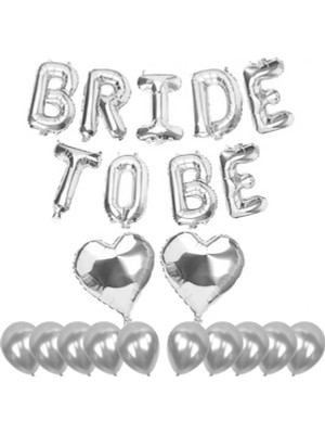 Bal10 Dünyası Bride To Be Folyo Balon Gümüş Bekarlığa Veda Balon Seti