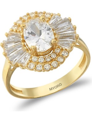 MYOROGOLD 14 Ayar Baget Oval Taşlı Yüzük