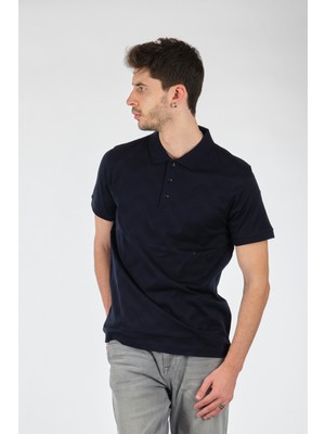 Ecer Polo Yaka Slim Fit Kısa Kollu Lacivert Erkek T-Shirt 60882212