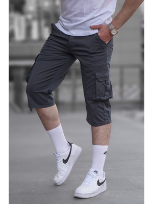 Madmext Füme Gabardin Kargo Cep Erkek Kapri Şort 5754