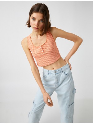 Koton Kareli Crop Atlet Düğmeli