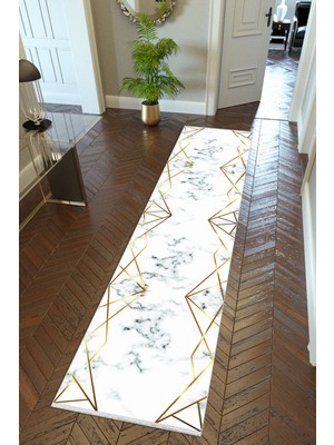 10 Post Online Yolluk Siyah Kaymaz Kesme Yıkanabilir Ince Dijital Baskı Koridor Halısı