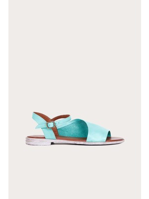Bueno Shoes Yeşil Deri Kadın Düz Sandalet