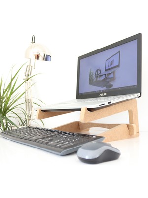 Hansdo Ahşap Laptop Standı - 15" - 17" Boyutlarındaki Laptoplar Ile Uyumlu - Laptop Yükseltici - ALS3