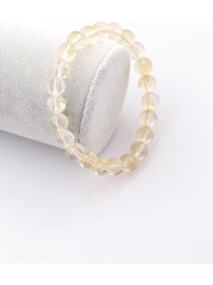 Alibaba Doğaltaş Sitrin Doğal Taş Bileklik 8 mm Küre Kesim