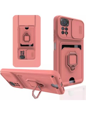 M.TK Moveteck Xiaomi Redmi Note 11 Pro Kılıf Kamera Lens Sürgülü Korumalı Askılı Silikon Zırh Tank