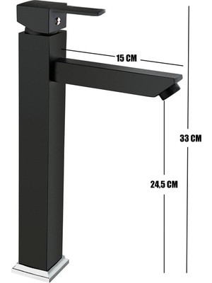 Venita Kare Aç Kapa Çanak Tipi Uzun Lavabo Bataryası Siyah