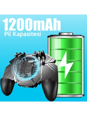 Memo AK77 1200 mAh Fanlı Dört Tetik Mobil Oyun Aparatı - PUBG Uyumluluğu ile Ergonomik Tasarım