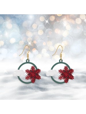 Dolity Yılbaşı Küpe Penguen Noel Hediyeler Takı Hayvanlar Festival Sunarlar Kar Tanesi Kulak Yüzükler Snating Snating Moda Parti Kadınlar Için - Kar Tanesi Bulut (Yurt Dışından)