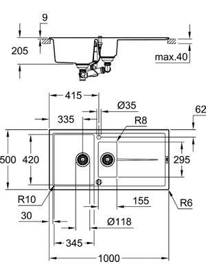 Grohe K400 Kompozit Eviye